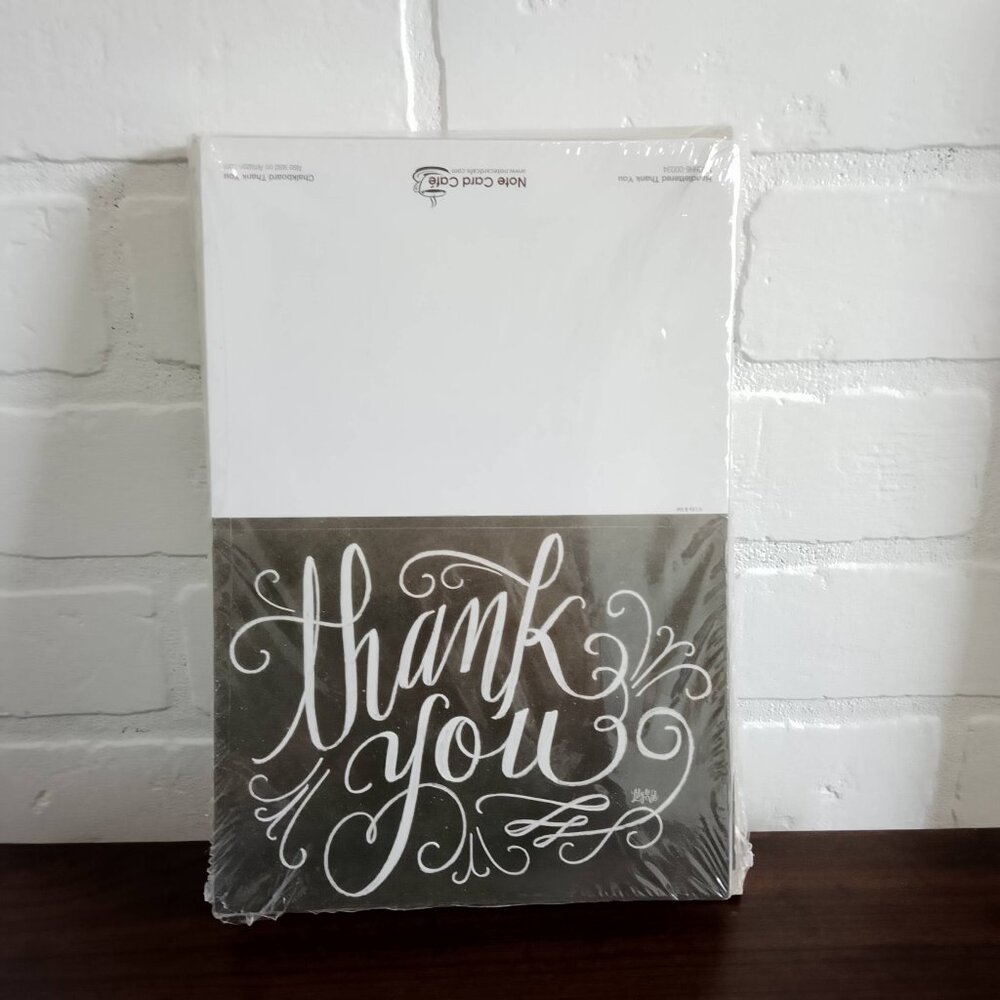 New Note Card Cafe Chalkboard Thank you 36 Cards and Envelopes - 6 Designs